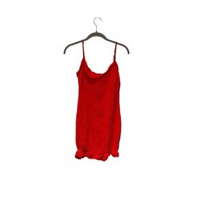 Lovers + Friends Revolve Smocked Mini Dress‎ Size XS Red Viscose Ruffle Bodycon